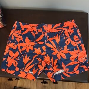 J. Crew Bermuda Shorts Orange and Blue Floral Design